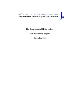 The Department of History of Art Self-Evaluation Report December