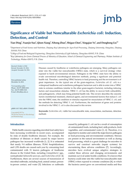 Significance of Viable but Nonculturable Escherichia Coli