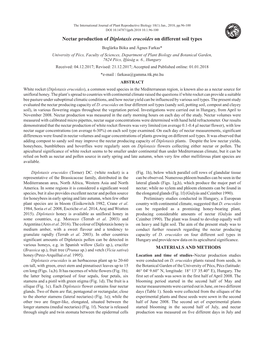 Nectar Production of Diplotaxis Erucoides on Different Soil Types