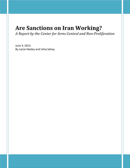 Are Sanctions on Iran Working? a Report by the Center for Arms Control and Non-Proliferation