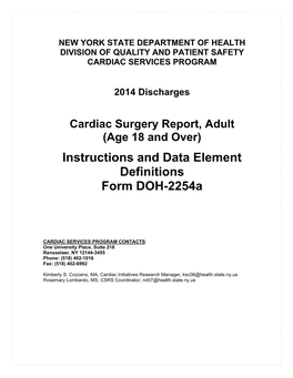 Instructions and Data Element Definitions Form DOH-2254A