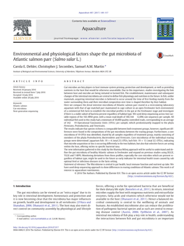 Environmental and Physiological Factors Shape the Gut Microbiota of Atlantic Salmon Parr (Salmo Salar L.)