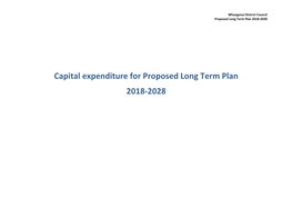 Capital Expenditure for Proposed Long Term Plan 2018-2028
