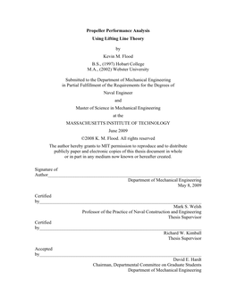 Propeller Performance Analysis Using Lifting Line Theory