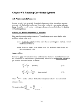 Chapter VII. Rotating Coordinate Systems