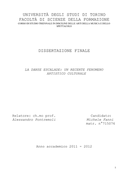 Università Degli Studi Di Torino Facoltà Di Scienze Della Formazione Dissertazione Finale