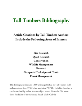 Tall Timbers Bibliography