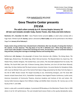 Geva Theatre Center Presents SYLVIA the Adult Urban Comedy by a R