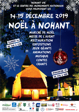 14-15 Décembre 2019 Noël À Nohant Marché De Noël Messe De L'avent Restauration Samedi 14 Expositions Jeux Géants Animations Musique Contes Chants