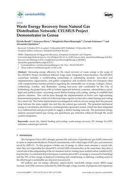 Waste Energy Recovery from Natural Gas Distribution Network: CELSIUS Project Demonstrator in Genoa