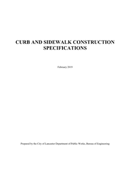 Curb and Sidewalk Construction Specifications