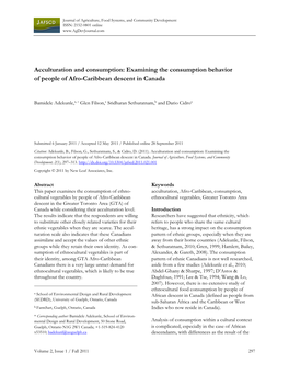 Examining the Consumption Behavior of People of Afro-Caribbean Descent in Canada