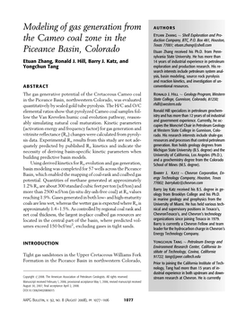 Modeling of Gas Generation from the Cameo Coal Zone in the Piceance