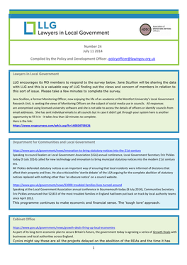 Number 24 July 11 2014 Compiled by the Policy and Development Officer