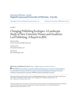 Changing Publishing Ecologies: a Landscape Study of New University