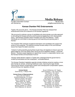 Kansas Chamber PAC Endorsements