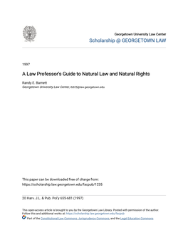 A Law Professor's Guide to Natural Law and Natural Rights