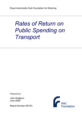 Rates of Return on Public Spending on Transport