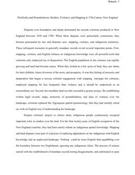 Pitchforks and Perambulation: Borders, Violence, and Mapping in 17Th-Century New England