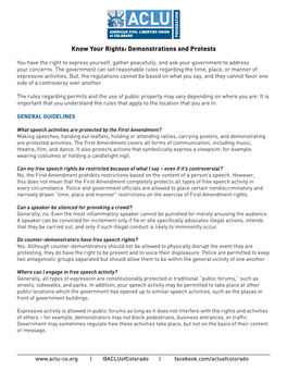 Know Your Rights: Demonstrations and Protests