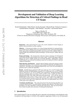 Development and Validation of Deep Learning Algorithms for Detection of Critical Findings in Head CT Scans