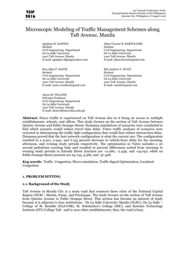 Microscopic Modeling of Traffic Management Schemes Along Taft Avenue, Manila