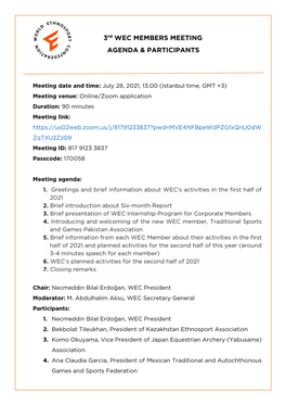 3Rd WEC MEMBERS MEETING AGENDA & PARTICIPANTS