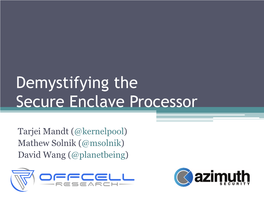 Demystifying the Secure Enclave Processor