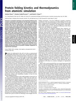 Protein Folding Kinetics and Thermodynamics from Atomistic Simulation