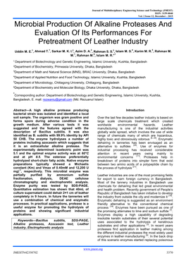 Microbial Production of Alkaline Proteases and Evaluation of Its Performances for Pretreatment of Leather Industry