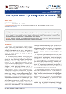 The Voynich Manuscript Interprupted As Tibetan