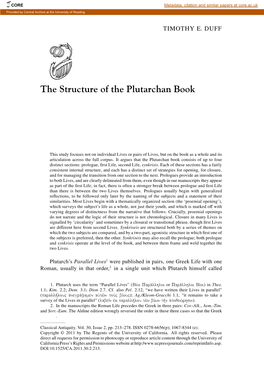 The Structure of the Plutarchan Book