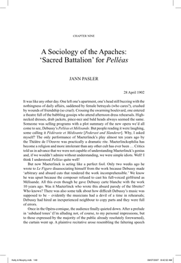 A Sociology of the Apaches: 'Sacred Battalion' for Pelléas