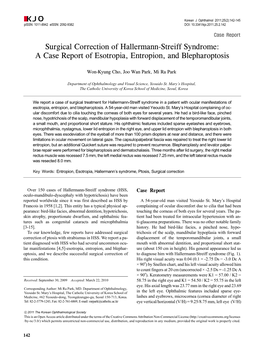 Surgical Correction of Hallermann-Streiff Syndrome: a Case Report of Esotropia, Entropion, and Blepharoptosis