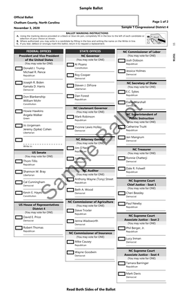 Sample Ballot Read Both Sides of the Ballot