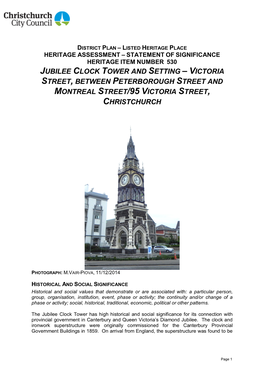Jubilee Clock Tower and Setting – Victoria Street, Between