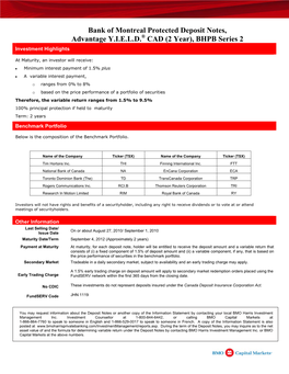 Bank of Montreal Protected Deposit Notes, Advantage Y.I.E.L.D. CAD (2 Year), BHPB Series 2