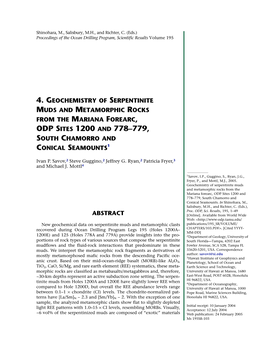 4. Geochemistry of Serpentinite Muds and Metamorphic Rocks from the Mariana Forearc, Odp Sites 1200 and 778–779, South Chamorro and Conical Seamounts1