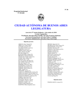 En La Ciudad Autónoma De Buenos Aires, En El Recinto De Sesiones De La Legislatura, a Cuatro Días De Octubre De 2018, a La Hora 11 Y 7