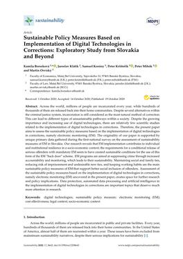 Sustainable Policy Measures Based on Implementation of Digital Technologies in Corrections: Exploratory Study from Slovakia and Beyond