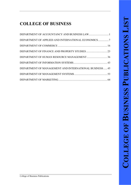 College of Business Ist L Department of Accountancy and Business Law