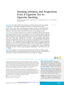 Smoking Intention and Progression from E-Cigarette Use to Cigarette