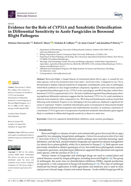 Evidence for the Role of CYP51A and Xenobiotic Detoxification In