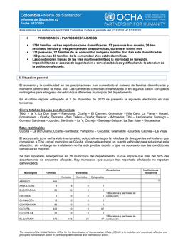Colombia • Norte De Santander Informe De Situación #2 Fecha 5/12/2010