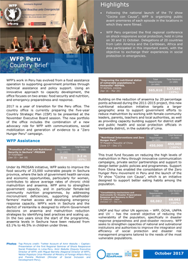 WFP Peru Country Brief Highlights
