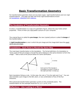 Basic Transformation Geometry