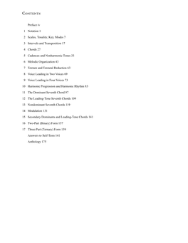 Preface Iv 1 Notation 1 2 Scales, Tonality, Key, Modes 7 3 Intervals