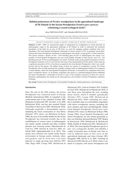 Habitat Preferences of Picidae Woodpeckers in the Agricultural