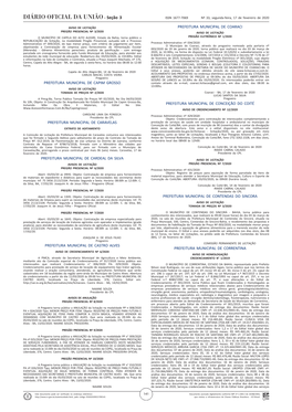 Seção 3 ISSN 1677-7069 Nº 33, Segunda-Feira, 17 De Fevereiro De 2020