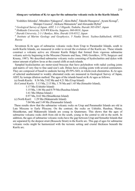 279 Along-Arc Variations of K-Ar Ages for the Submarine Volcanic Rocks in the Kurile Islands